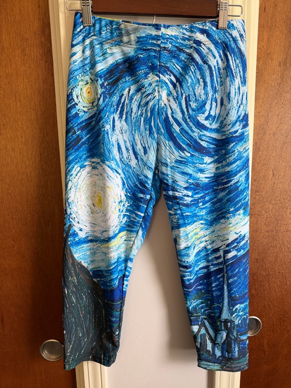 Starry Night Blue Swirl Capri Leggings